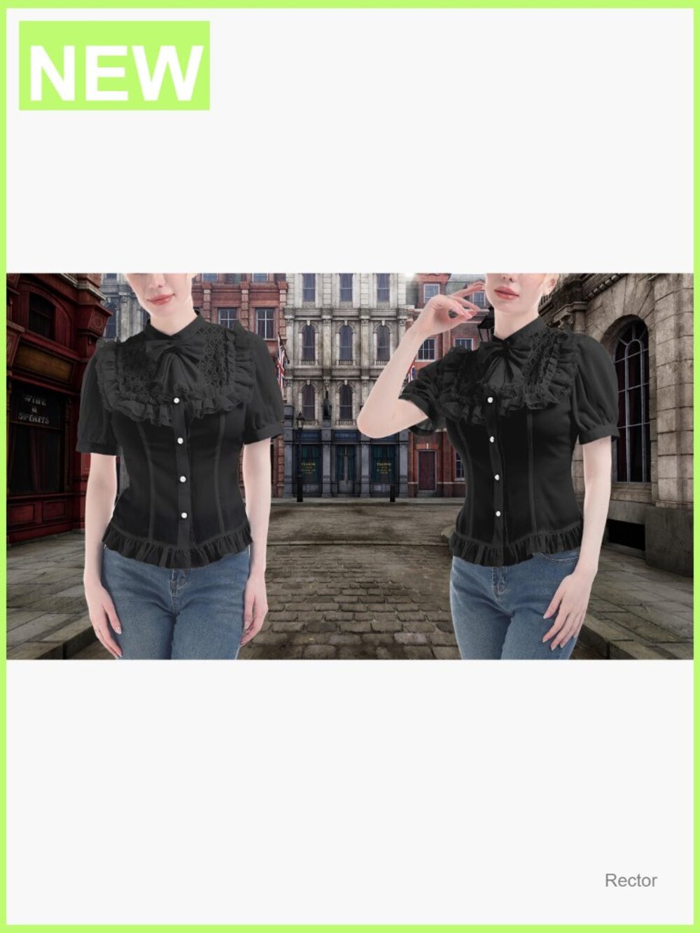Victorian Blouse Gothic Long Sleeve Lotus Ruffle Tops Vintage Button Down Shirt - Picture 7 of 7